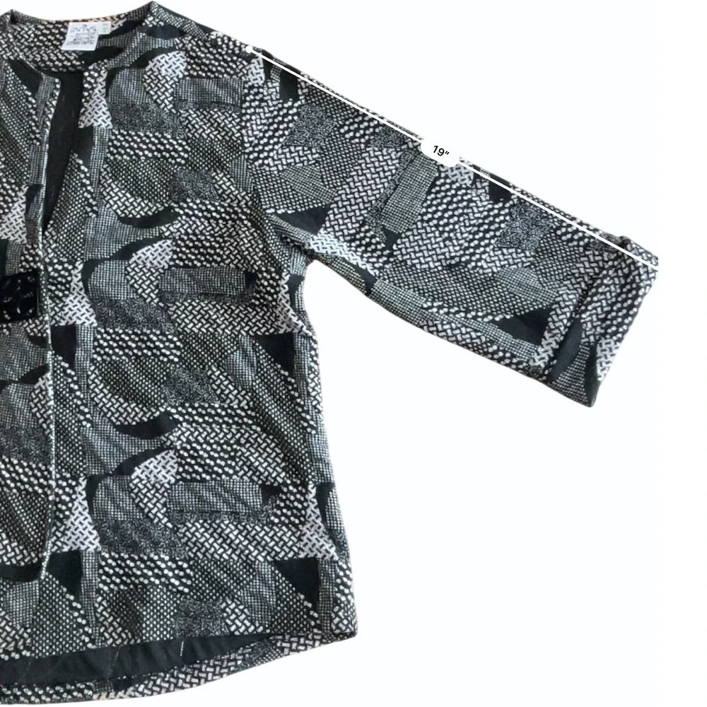 Parsley & Sage Jacket Wms XL Black White Geometric Patchwork Lagenlook Boho